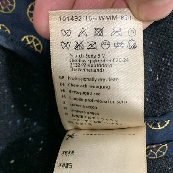 Scotch & Soda Black, Royal Blue, White Unlined Tweed 2 Button Sports Coat size M